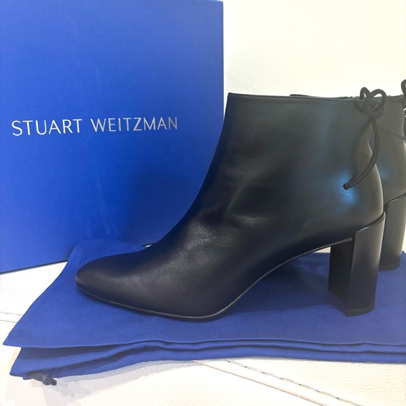 Stuart Weitzman Shoes - Stuart Weitzman Lofty Black Nappa Tie Back Bootie Size 8 New